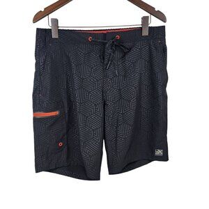 ZeroXposur Mens Plunge Swim Shorts 9" Swim Trunks Men's Size M Black Red UPF 50+